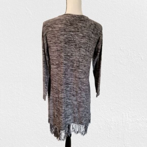 Cupio long sleeve open cardigan grey heather with fringe, size M - Picture 5 of 8
